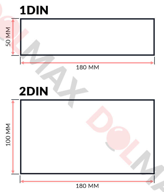 Размеры 1 DIN (178×50 мм), 2 DIN (178×100 мм) магнитол